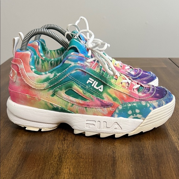 Fila Shoes - FILA Tie-Dye Canvas Disruptor Sneakers Chunk Platform Womens Size 8